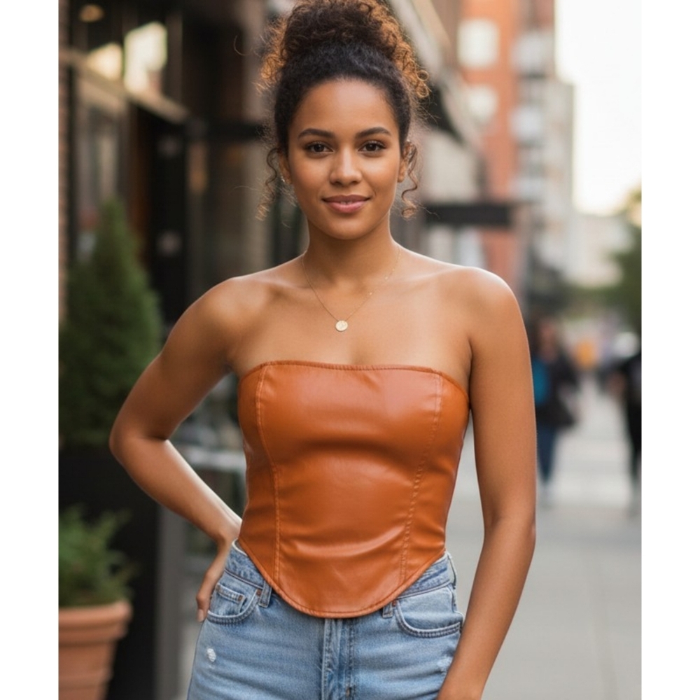 Wild Fable Faux Leather Crop top Rust Size XL